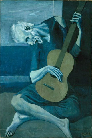 ['The Old Guitar Player' - An art by Pablo Picasso]