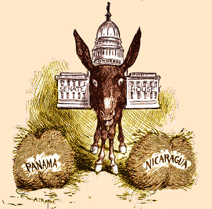 [Political cartoon 'Buridan's ass in American congress') by W. A. Rogers. Circa 1900.]